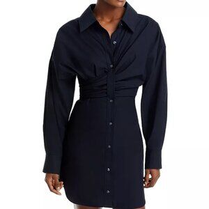 alexanderwang.t Cotton Draped Button Front Shirtdress Size 8 Black